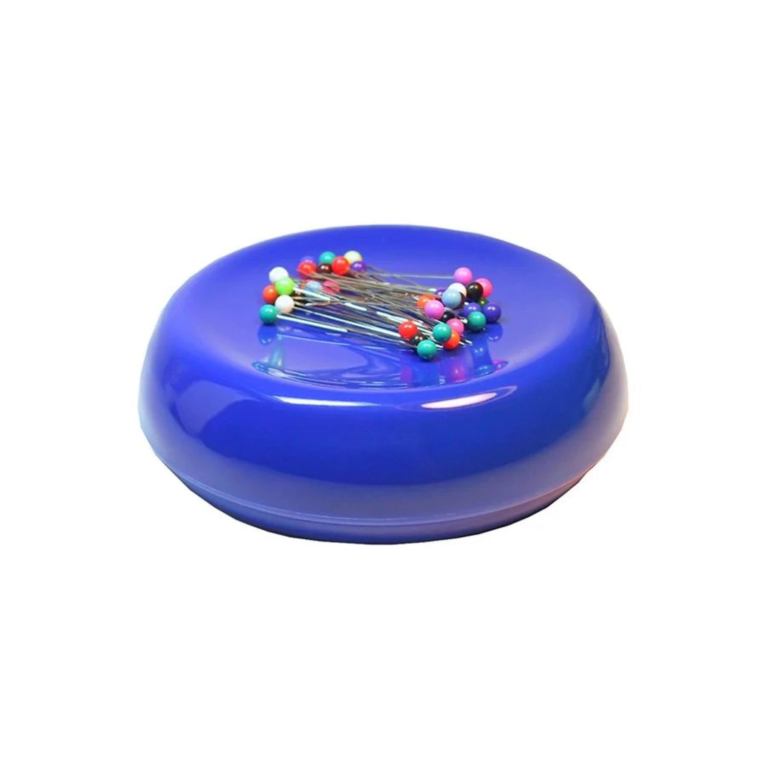 Grabbit Magnetic Sewing Pincushion with 50 Plastic Head Pins – Magnet Pin Organizer for Quilting, Embroidery, Needles, Bobby Pins, &amp; Craft Storage, Blue