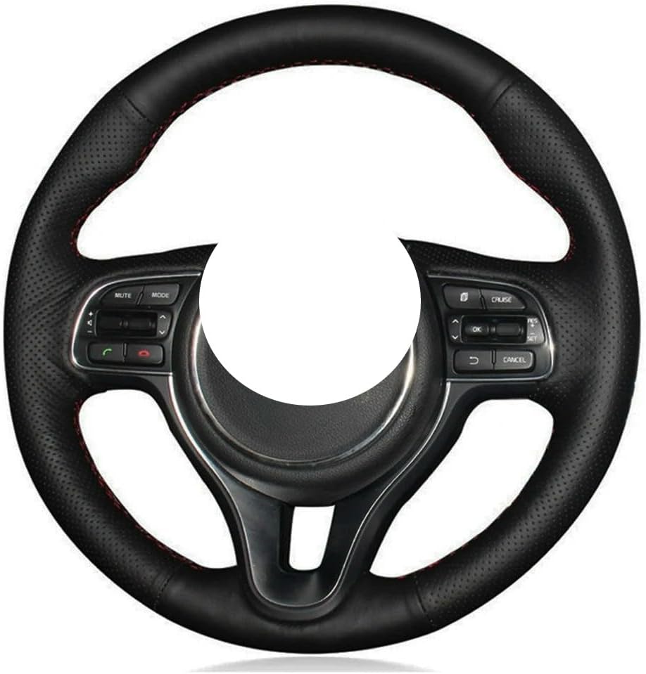 Car Hand Sewn Steering Wheel Cover for Kia K5 Optima 2016-2018 Sportage KX5 2016-2019 NIRO 2017-2019 Anti-Slip Microfiber Leather Interior Decoration