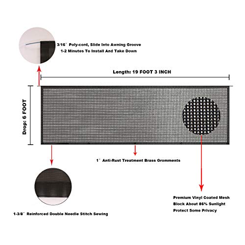 Image of RV Awning Mesh Sun Shade Screen for Motorhome Camper Trailer Sunshade