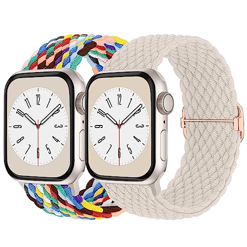 Image of Braided Solo Loop Compatible with Apple Watch Band 38mm 40mm 41mm 42mm 44mm 45mm 46mm 49mm Women Men, Adjustable Stretchy Bands Elastic Sport Strap for iWatch Series 11 10 9 8 7 6 5 4 3 2 SE Ultra 3 2