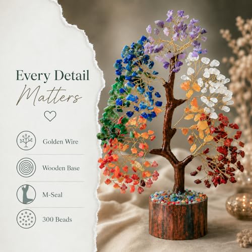 Image of Crocon 7 Chakra Crystal Tree of Life, Healing Crystals Tree 10-12 Inch, | Birthday Gift for Women, Feng Shui, Money Trees, Positive Energy, Good Luck, Home Office Decor, Spiritual Gifts for Women