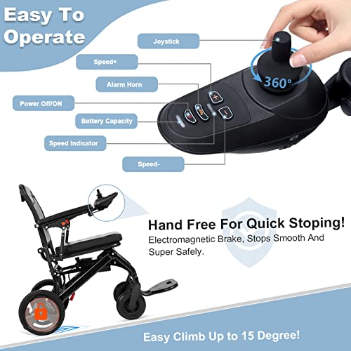 Electric Wheelchair, Super Lightweight Portable Smart Chair Personal Mobility Scooter Wheelchair - Weighs Only 40 Lbs With Battery #TOP3