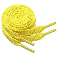 Polar Rabbit 2 Pairs Flat Shoe Laces for Sneakers 5/16\" Wide Athletic Shoelaces Boot Strings in 24\"-79\" for Kids Adults Yellow 80CM 32\"