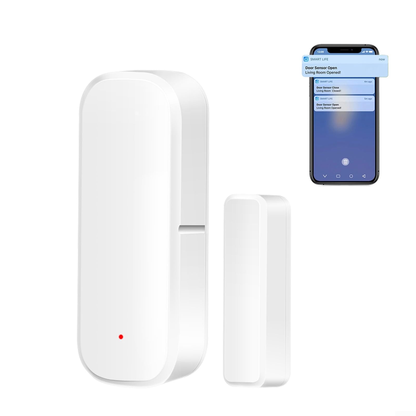 Sensor de puerta inteligente Zigbee para Tuya WiFi, sensor de contacto de puerta inalámbrico con control de aplicación, con sensor magnético, alarma con notificación para seguridad del hogar (10