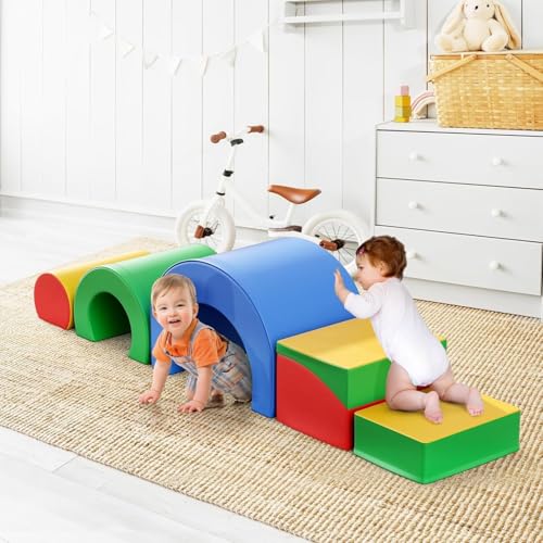 CUPCHID Bloques de Espuma para bebés,Juguetes para trepar y Gatear,Juguetes para trepar para niños pequeños de 1 a 3 años,Bloques de Espuma para trepar（Conjunto de 5 Piezas en Color）