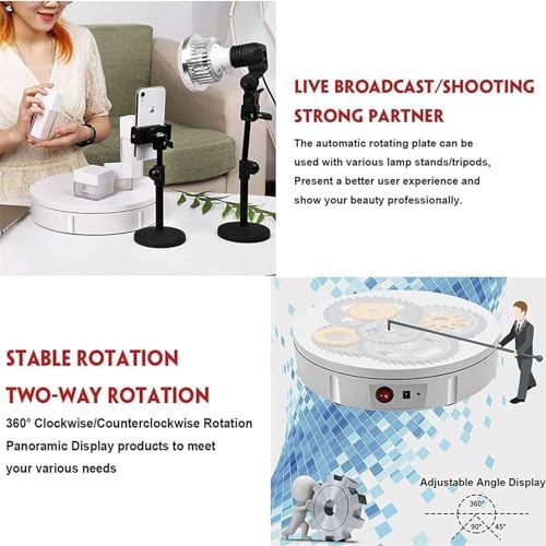 360 Degree Electric Rotating Turntable Display Stand, Commodity Photography Revolving Plate,Window Display Jewelry, Watches, 3D Models, Cakes, Digital Products Photography Turntable