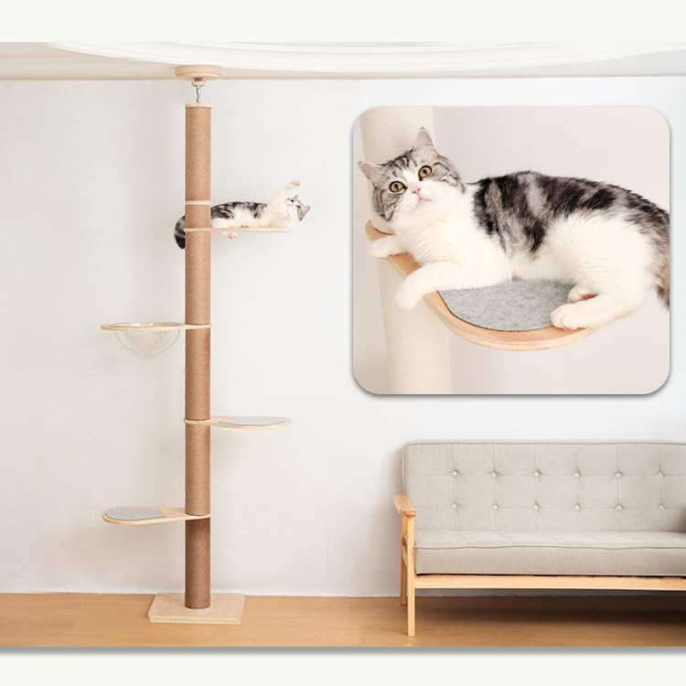 なになにLIFE 【ハンモック無料付き】 キャットタワー 突っ張り スリム