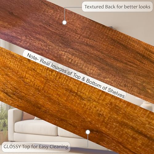 Image of Floating Shelves for Living Room Bedroom Bathroom Kitchen White Rustic Wood Wall Mounted Shelves with Metal Brackets, Storage Shelves for Wall Decor Set of 4-Brown