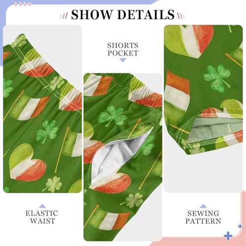 Irish Flah Love Heart Clover Boys Long Pants Soft Trousers Elastic Waist Kids Lounge Bottoms with Pockets S-XL4