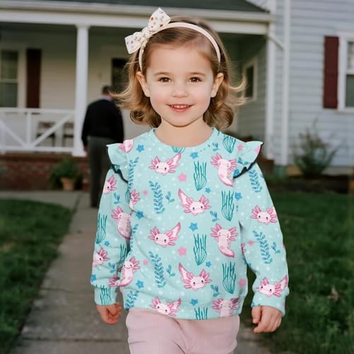 Girls Sweatshirt Toddler Ruffle Long Sleeve Shirts Oversized Crewneck Pullover Tops4