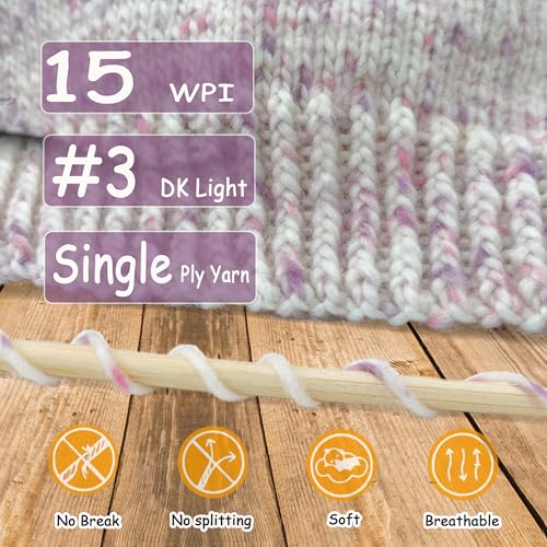 Image of 2 Pack Wool Blend Yarn, 2x3.5oz / 285yds, #3 DK, 20% Wool 80% Acrylic, Variegated, Single-Ply Soft Crochet & Knitting Wool Yarn for Sweaters, Scarves, Hats (Petal Whisper)