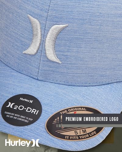 Image of Hurley Mens Baseball Cap - Moisture Wicking Curved Brim Flexfit Fitted Hats for Men with H2O-Dri Sweatband (Sizes: S-XL)