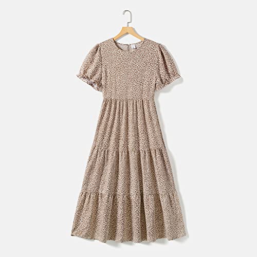 IFFEI Mommy and Me Dresses Summer Casual Boho Matching Outfits Ruffle Puff Sleeve High Waist Midi Beach Maxi Dress2