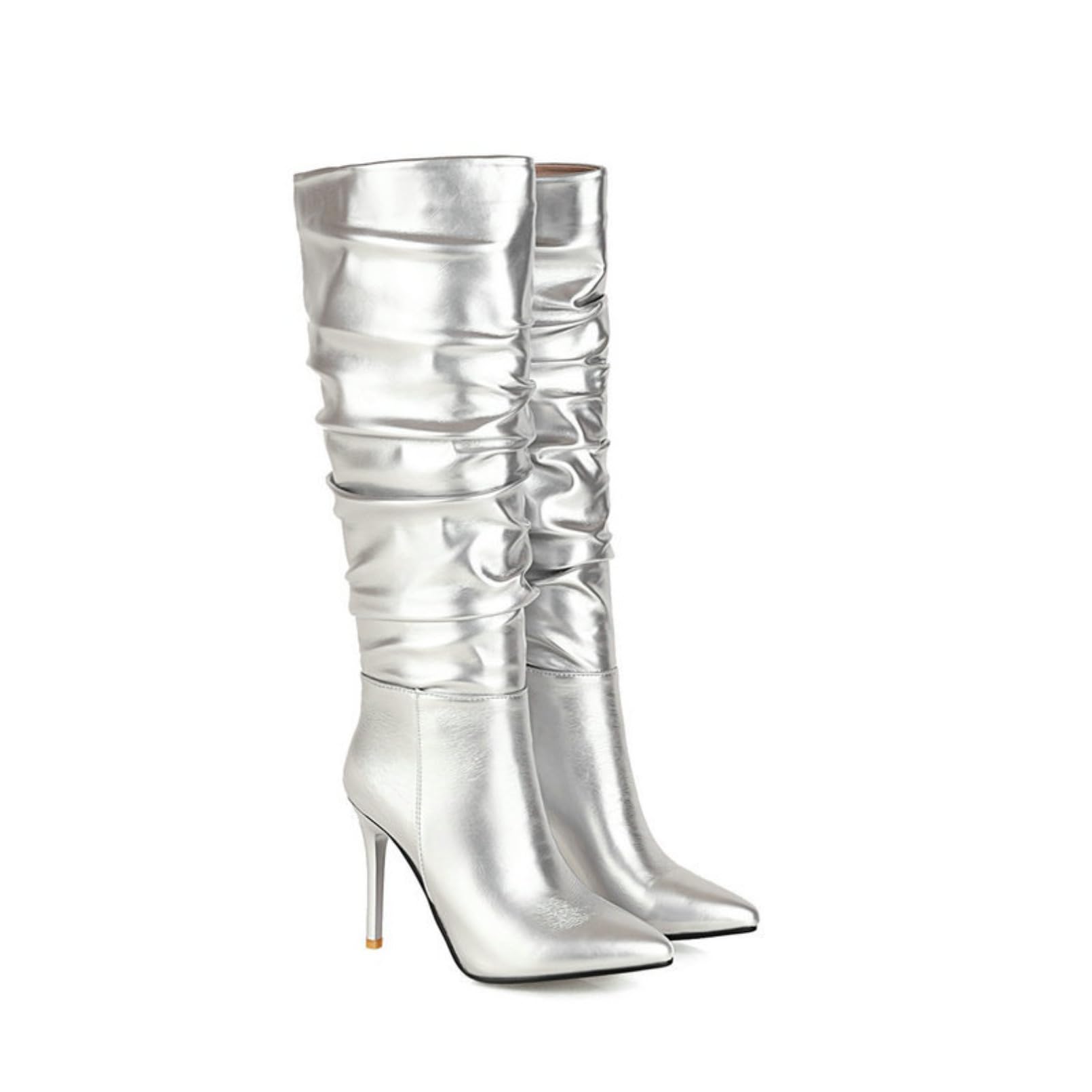 Mujer Botas Largas De Tacón Puntiagudo Tacón Stiletto Botas Encima De La Rodilla Pull-On Botas De Motocicleta Botas De Montar Cuero Botas De Combate Caminar Caballero