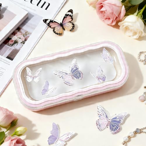 Image of Glasses Case Hard Shell, Clear Eyeglass Case, Cute Holder for Sunglasses and Reading Glasses