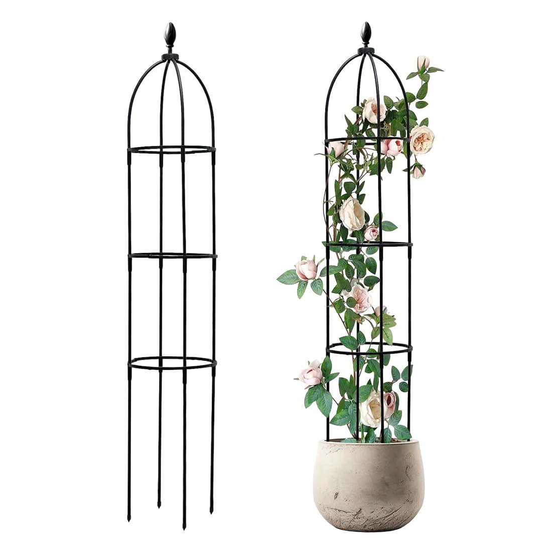 Garden Obelisk, Used for Climbing Plants, Rust-Proof Plant Supports, 145 Cm Tall Plant Support Frames for Potted Plants, Vines, Roses, Outdoor and Indoor Gardens
