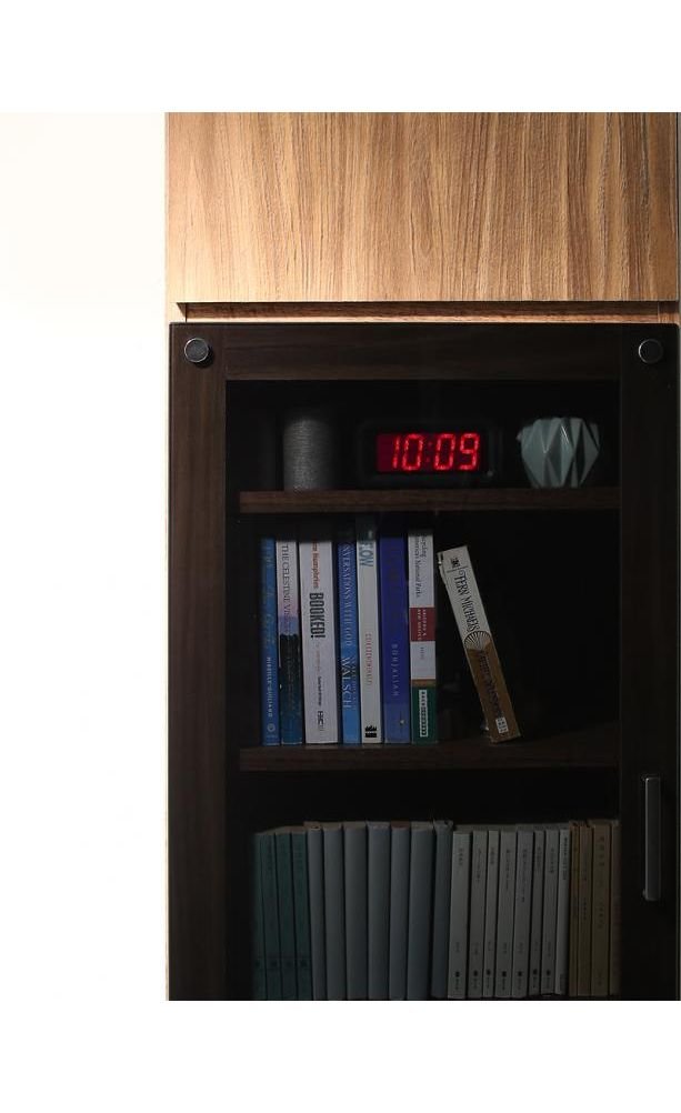 Amazon.co.jp: ウォルナット柄が綺麗なガラス扉キャビネット 扉