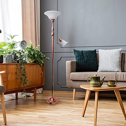 Elegant Designs Lf2003-Rgd 2 Light Mother Daughter White Marble Glass Floor Lamp, Rose Gold #TOP1