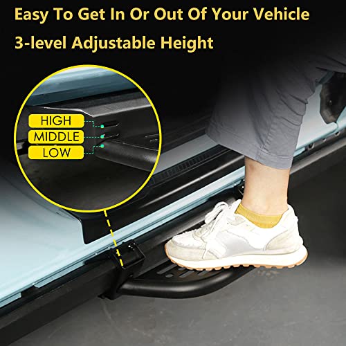 Sna Running Boards For Bronco 2021 2022 2023 With Original Rock Rail 2/4-Door Version Carbon Steel Side Step Set Of 2 For Front/Rear Doors #TOP4