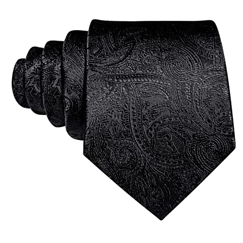 Image of Barry.Wang Men Ties Paisley Woven Silk Necktie Set with Pocket Suqare Cufflinks Formal