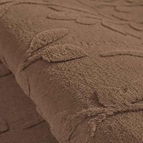 Image of HOMETHREADS Premium Plush Soft 2-Layer Faux Rabbit Fur Embossed Carpet, Washable Area Rug with Anti-Skid Backing for Living Room, Bedroom, Hall & Office, Ultra Soft Floor Carpet(Coffee, 2' x 6' Feet)