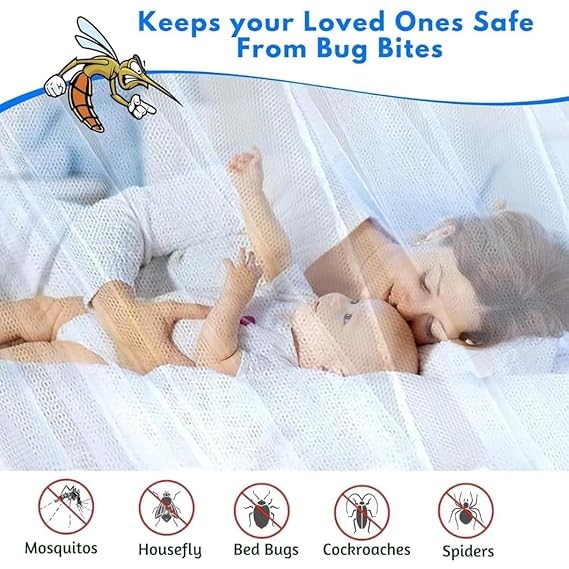 Image of Elegant Premium Cotton Mosquito Net for Mid Size Bed (Divaan)(4x6 Feet Yellow) | Foldable Machhardani with High-Density Mesh & Washable
