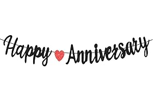 Black Happy Anniversary Banner