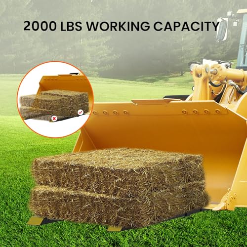 Garvee 60" Clamp On Pallet Forks, 2,000Lbs Heavy Duty Fork Rack With Adjustable Stabilizer Bar for Loader Bucket Skid Steer Tractor