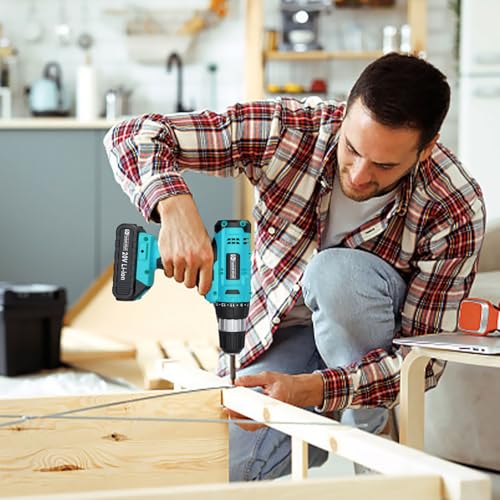 Image of FADAKWALT Cordless Drill Set, 20V Electric Power Drill With Battery And Charger, 30N Torque, 21+1 Settings, 3 /8-Inch Keyless Chuck, Driver Bits Kit, LED Light (Turquoise)