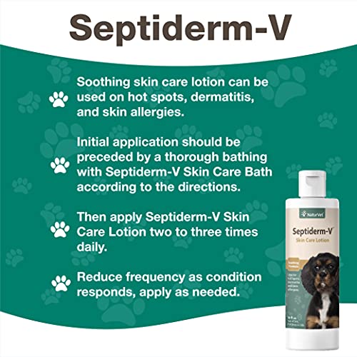 Naturvet Septiderm-V Skin Care Lotion For Dogs & Cats – Pet Health Supplement For Dermatitis, Dog Skin Allergies, Itching, Hot Spots, Cat Rashes – Pet Lotion, Grooming Aid – 16 Oz. #TOP4