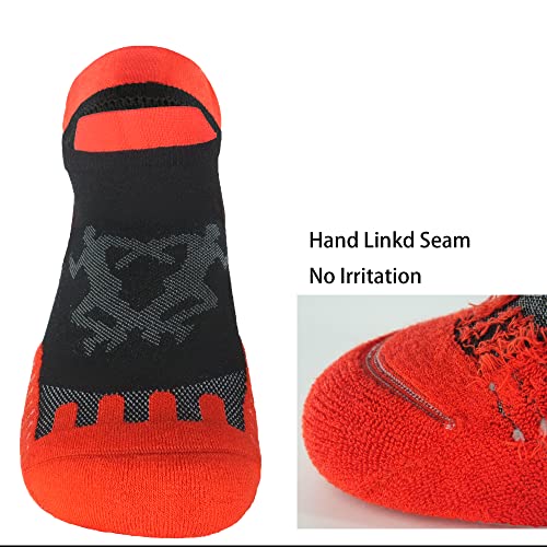 Mens and Womens 5 Pairs Red Padded Anti Odor Blister Proof Seamless Low Cut Cotton Running Socks4