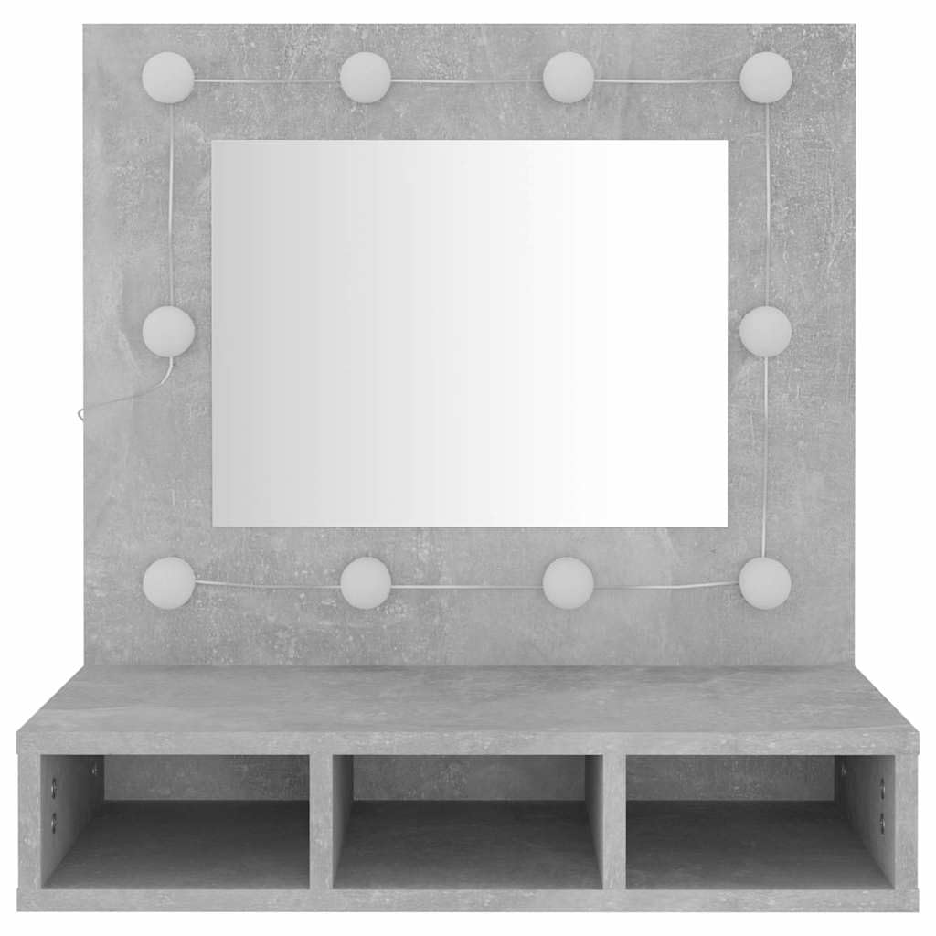 Générique Armoire à Miroir avec LED Gris béton 60x31,5x62 cm,Meubles,Armoires & Meubles de Rangement,Meubles-lavabos,Meubles-lavabos de Salle de Bains,808886
