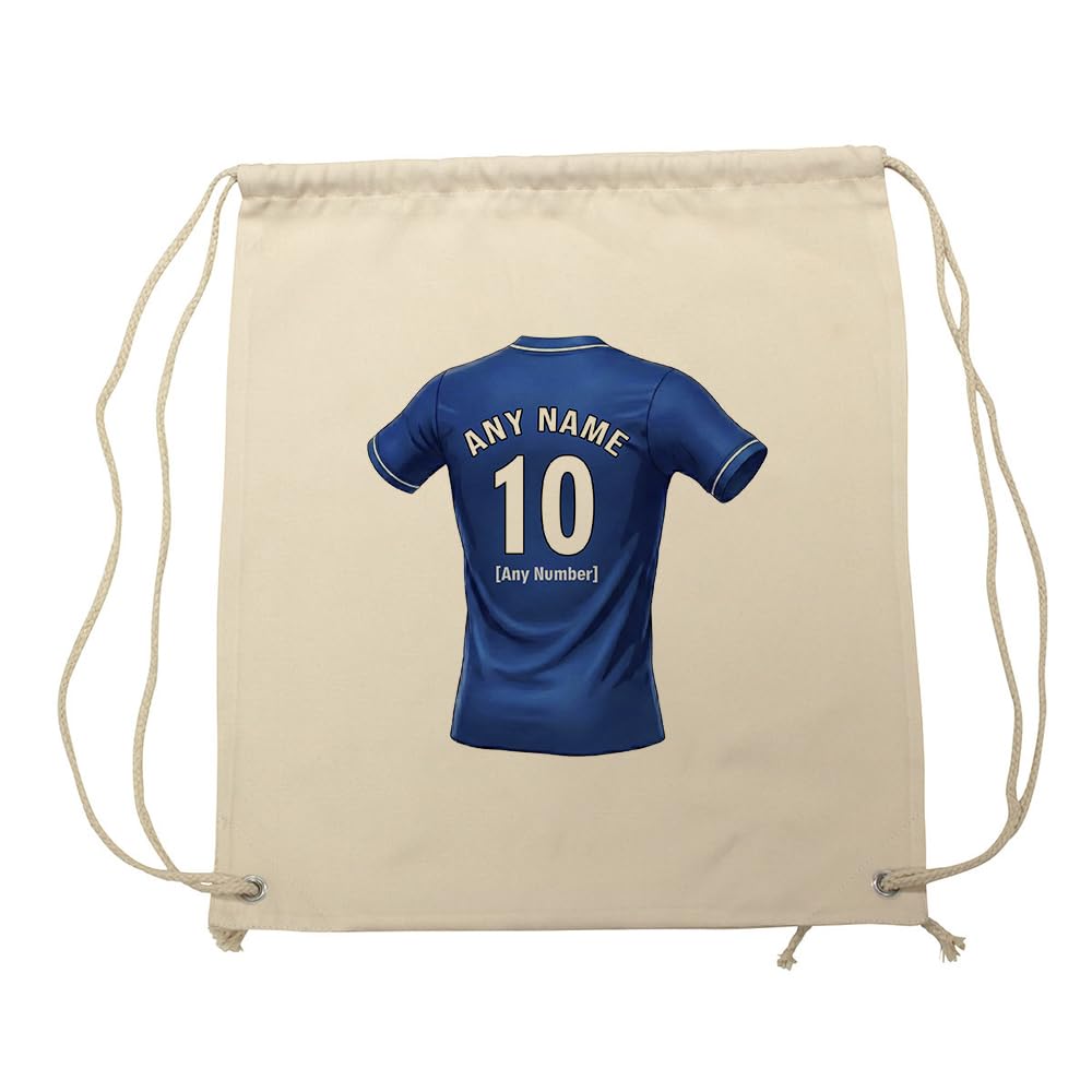 UNIGIFT Personalised Gift - Merseyside Football Fan Drawstring Gym Bag (Royal Blue Jersey Design) Custom Name - Walton L4 Club