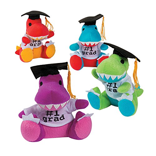 Fun Express Plush Graduation Dinosaurs - 12 Pieces - Educational and Learning Activities