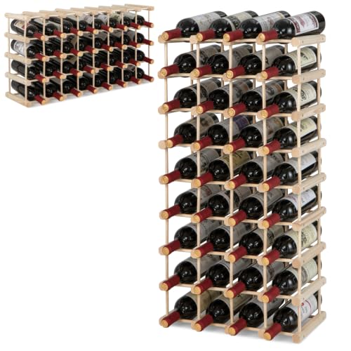 Image of COSTWAY 36 Bottles Wine Rack, Freestanding Drink Display Shelf (Natural)