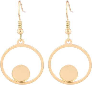 20pcs Hoop Earring Bezel Blanks Stainless Steel Gold Plated Fit 8mm Cabochon Earrings Setting Trays Diy Hooks Findings