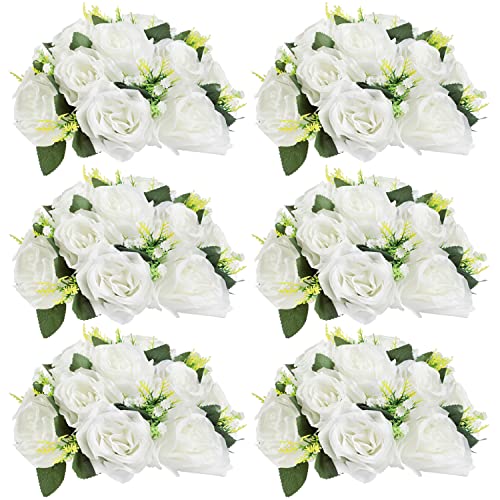 Falflor 6 x künstliche Blumen-Kugeln für Tafelaufsätze, realistische Blumen-Kugeln, Arrangement für Tisch, Hochzeit, Geburtstag, Empfang Cover