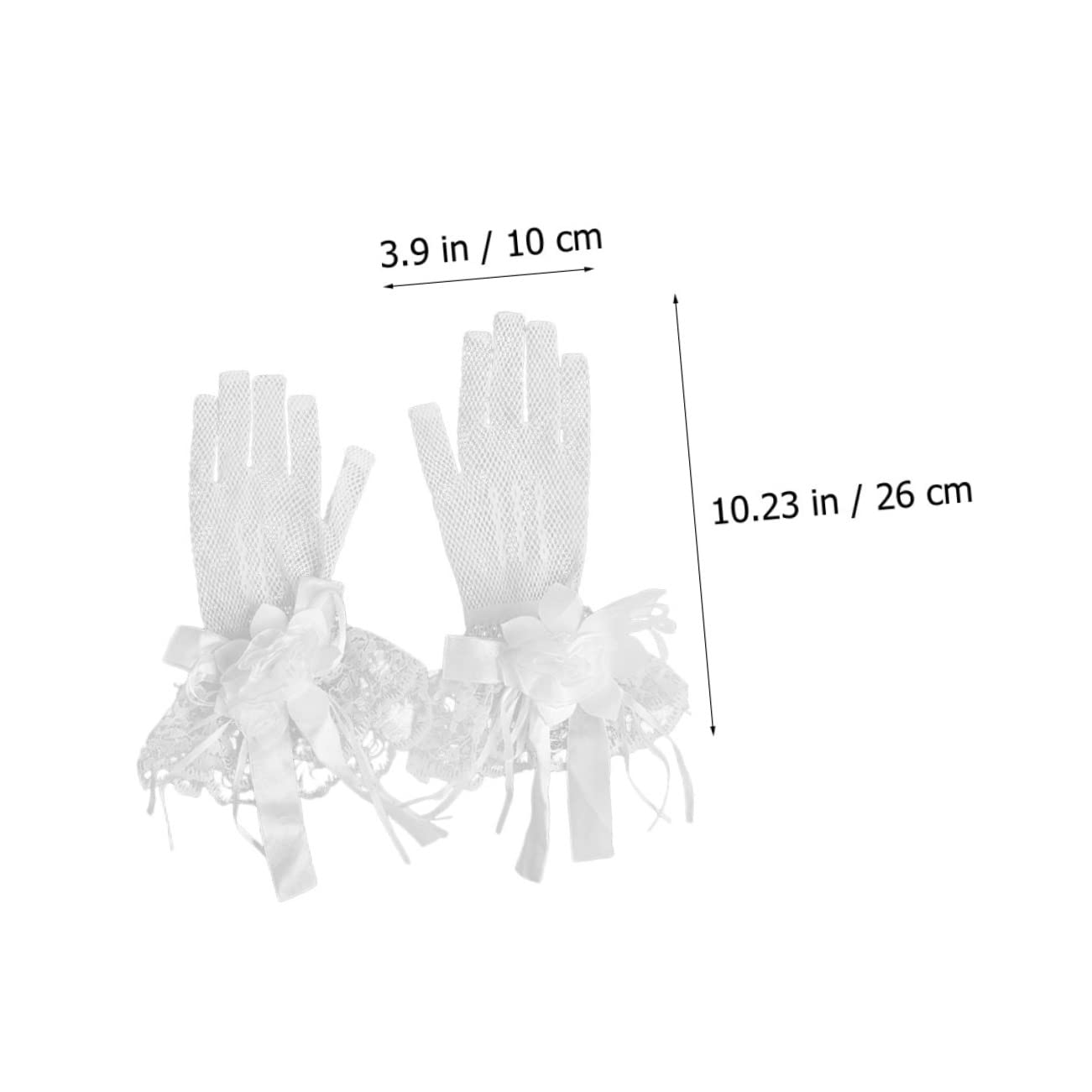 Guantes de Boda de Malla Elástica Flores, Guantes de Novia Sencillos para Eventos Formales