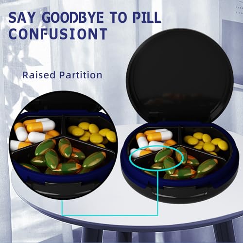 Image of Serfeymi Small Pill Case for Purse, Unique Artistic Patterns Travel Pill Box with 3 Compartments, Portable Mini Pill Organizer for Pocket, Decorative Pill Container for Purse - White(Logo)