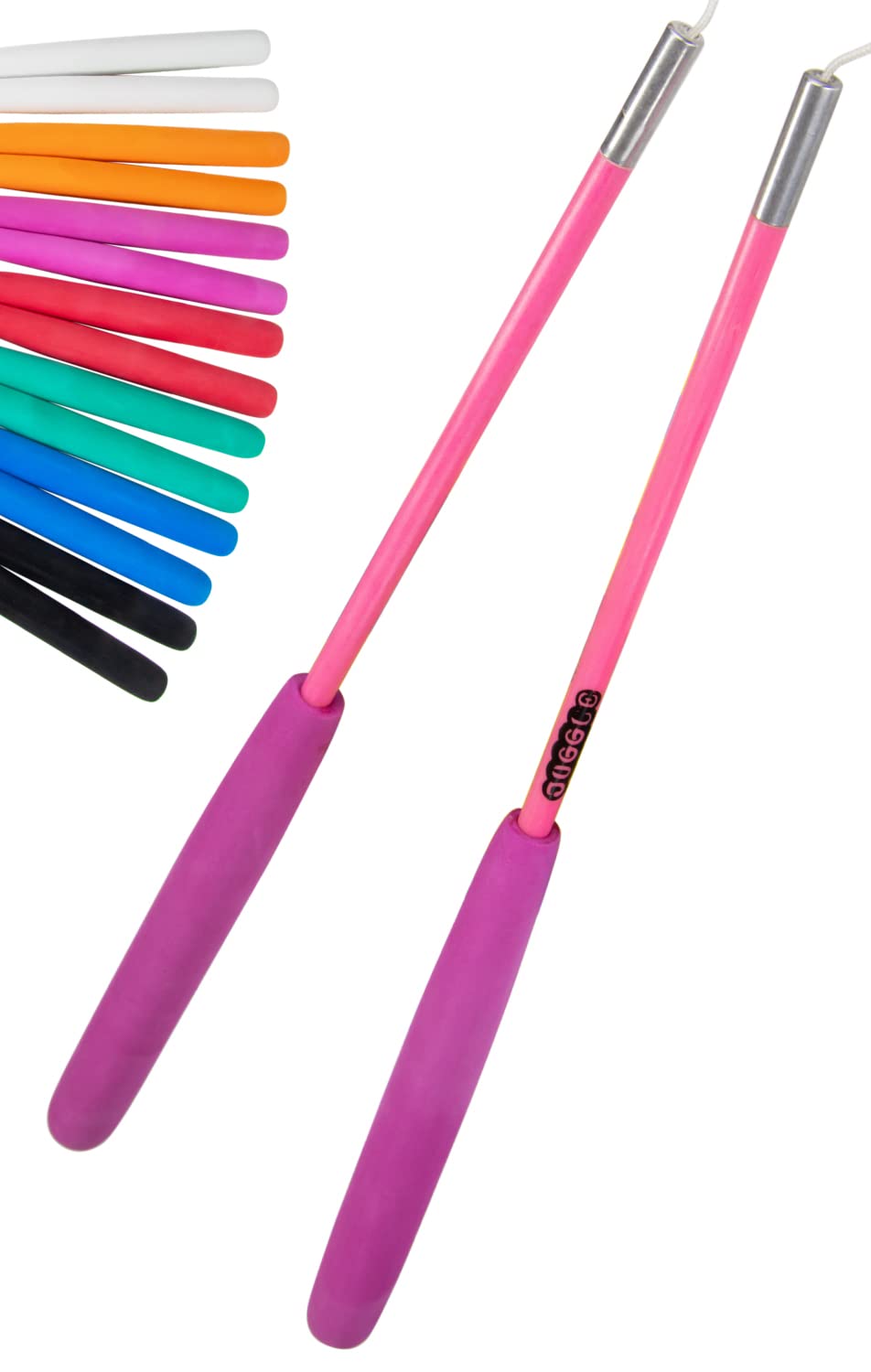 Juggle Dream SuperGlass Fibre Diabolo Handsticks with String - these Juggling Diablo Hand Sticks are Designed for Grinds and Stick Releases (Pink) — image 1