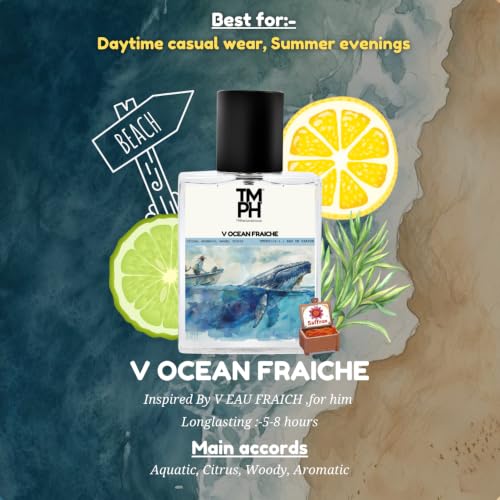 Image of TMPerfumehouse V Ocean Fraiche EDP for Men | Fresh, Citrusy & Long Lasting Perfume Spray | Aromatic, Citrus & Fruity Fragrance | Luxury Gift for Him | TMPH | 50ml