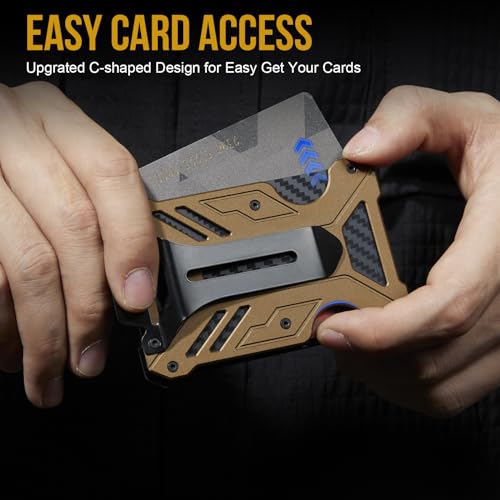Image of 1T Tactical Minimalist Slim Wallet with Moeny Clip, Front Pocket RFID Blocking Wallet Cash Holder, Versatile Credit Card Orgainzer, ID Card Badge Holder for Men, Brown, One size, Tactical