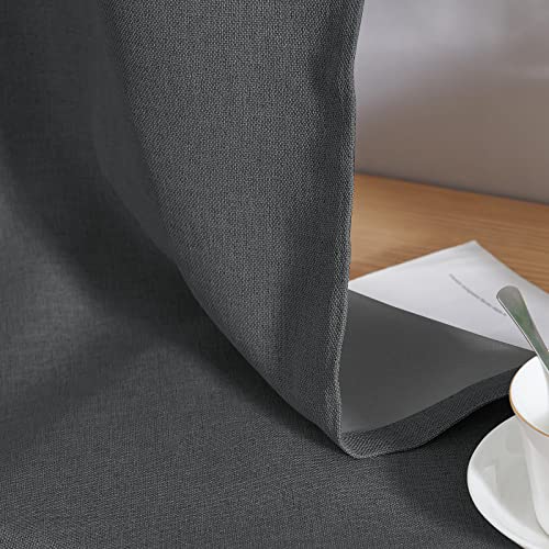 Vangao Curtains for Bedroom, Linen Textured Curtains 72 Inch Length 2 Panels Set, Room Darkening Drapes for Living Room, Grommet Top Window Treatments, Grey