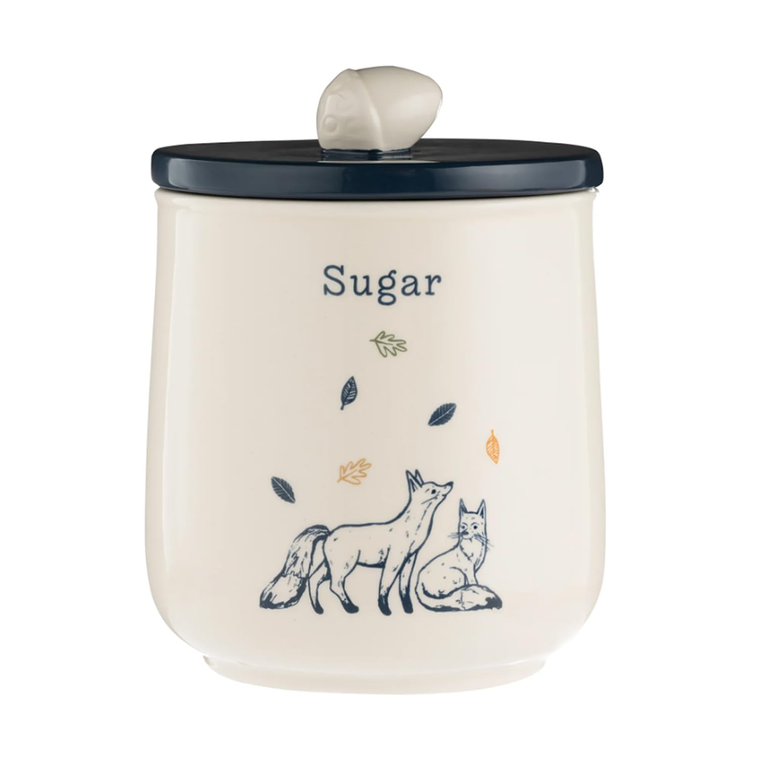Price & Kensington Beige, Blue Sugar Canister Ceramic Woodland Decorated Airtight Lid Jar Storage 1L Container