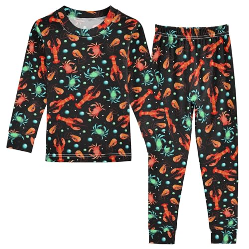 JHKKU Lobsters Crabs Shrimps Pajamas Set Cotton 2 Piece Soft Comfy Pjs Long Sleeve Lounge Sleepwear 18M