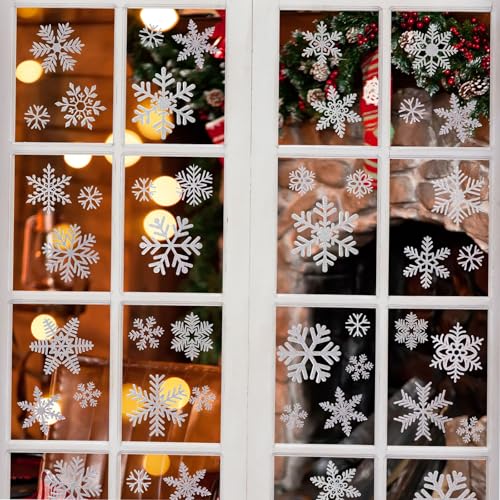 GoldRock Glitzer Schneeflocken Weihnachtsdeko Fenster Silber, 54...