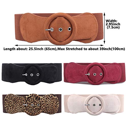 Worry-Free Women's Elastic Wide Plush Pin-buckle Waist Belts for Dress (Black)2