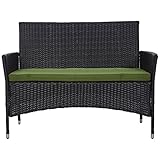 Ultranatura Rattan Set mit Glastisch, schwarz / grün - 3