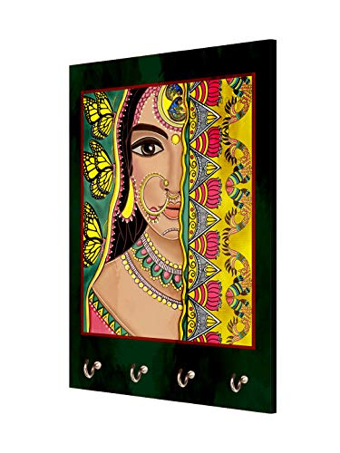 Image of 999STORE keys holder for home holder wall mount hanger organizer Indane Women Face key stand for wall (MDF 7.5X12 Inch Multi) KeyholderP075