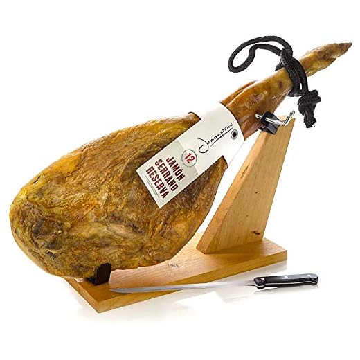 Jamonprive Jamón Serrano Reserva Curado 6.5 - 7 Kg + Jamonero + Cuchillo Jamonprive